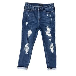 Judy‎ Blue High Waist Destroyed Cuff Boyfriend Jeans 7/28